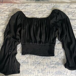 Glam Black Puff Sleeve Blouse